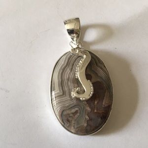 Crazy lace sterling pendent